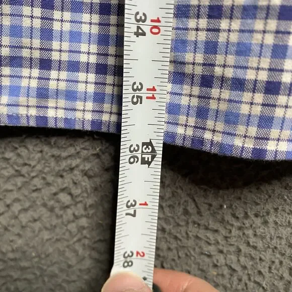 Polo Ralph Lauren Shirt Mens 2XLT Tall Blue Plaid Oxford Button Up Flesh Pony - Picture 8 of 16